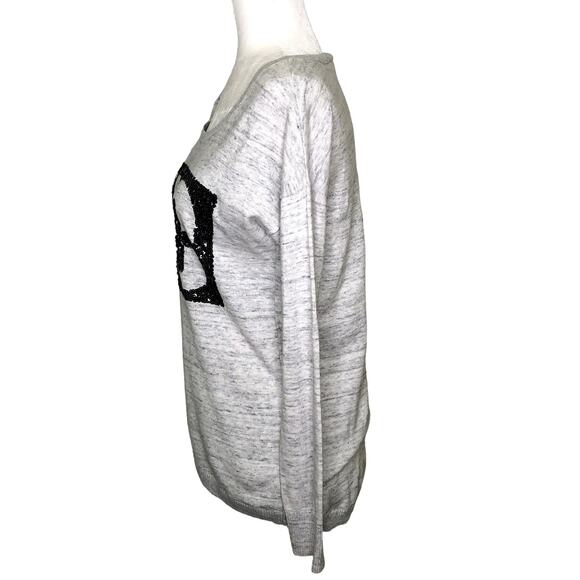 Express Gray Heather Soft Cotton Sweater Black Sequin NYC - Picture 3 of 6